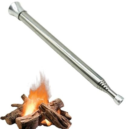 jlceh Fire Bellows - Stainless Steel Fire Starter Tube,Outdoor Fire Blower, Telescopic Fireplace Bellows With 6 Sections For Starting Fire