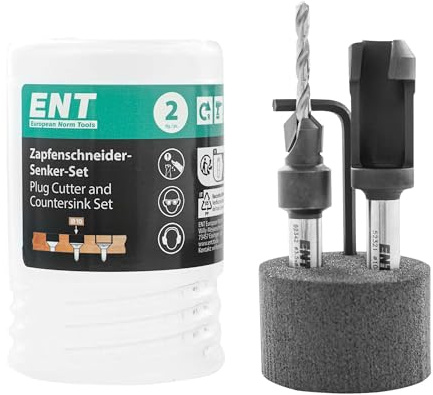 ENT 52430 Zapfenschneider-Senker-Set HW, Bohrer Ø 3,5 mm, Versenker Ø 10 mm, E 90 °, Zapfen 19x10 mm