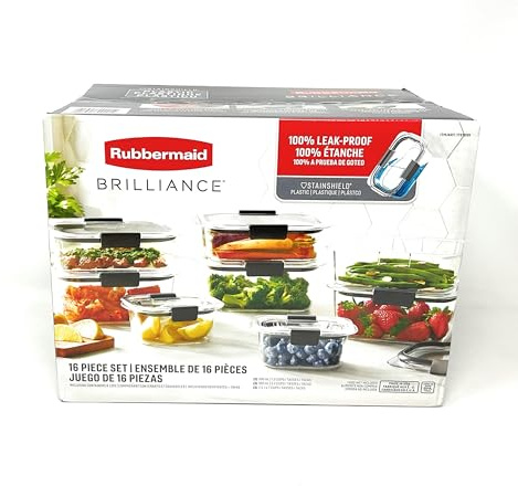 Rubbermaid Brilliance Food Storage Containers with Lids - 16 Piece Set
