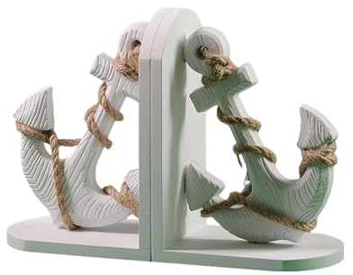 Sujetalibros decorativos Sujetalibros, 2 sujetalibros decorativos con ancla, adorno creativo estilo océano, soporte for libros grabado con ancla de barco, tapón for libros for decoración de sala de es