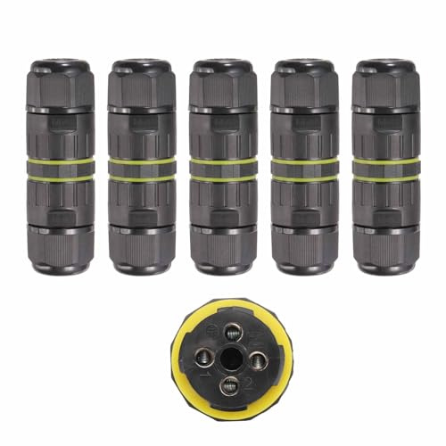 DMiotech 5 Pcs Waterproof Junction Box Electrical Cable Connector M20 4 Pin Outdoor Wire Connectors Wire Range(9-12mm) for Tunnel Lights, Underwater Lights, Garden Lights
