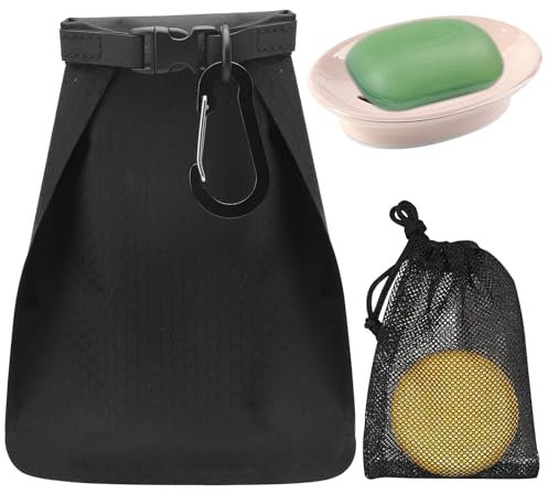 Boîte à Savon de Voyage étanche avec Sac en Maille à Bulles et étui Rapide pour Barres de Savon - Salle de Bain et Camping