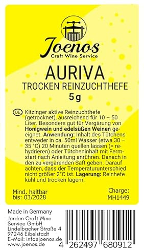 Trocken Hefe AURIVA - Kitzinger Reinzuchthefe | 5g ausreichend für 10-50 l für Met, Auslese und Eiswein