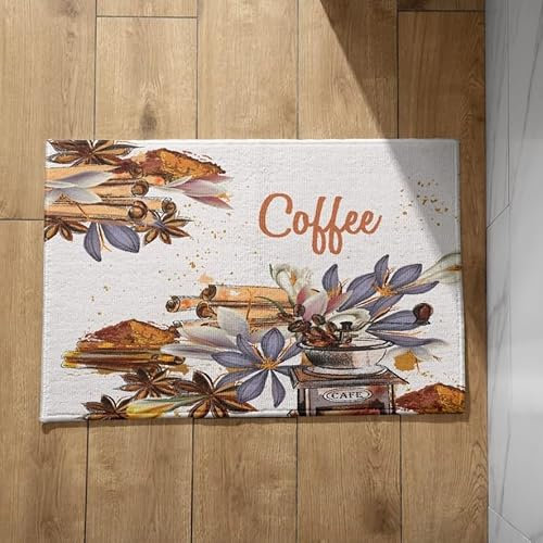 EHOMERY Fußmatte Haustür Fussmatten Haustür Blume Schmutzfangmatte Landhausstil Fussmatten Haustür Bunt 40x60cm, rutschfeste Dekorative Fußmatte Aus Plüschbaumwolle