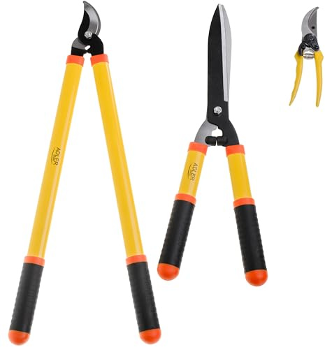 Adler EUROPR Kit d'outils de jardin – Taille-haie manuel et sécateur petit – Acier de haute qualité – Alliage d'aluminium – Pour jardiniers, petits jardiniers et amateurs de plantes – Outil de coupe
