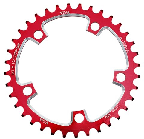 BULLSPANN Narrow-Wide-Kettenblatt 1 Stück Für Rennrad 151,86mm | Rot, 1 Stück, 151,86 mm/5,98, Für 110 BCD, Für 8-12 Fach