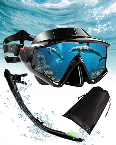Victoper Panoramische Tauchmaske mit wasserdichtetem Schnorchel Erwachsenen-Schnorchel-Set auslaufsichere verstellbare Taucherbrille geeignet für Erwachsene und Jugendliche
