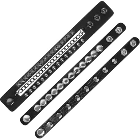 LRXIYODE Nietenarmband Punkarmband für Männer und Frauen Verstellbares Lederarmband mit Spikes Cooles Halloweenarmband Breites Design für Cosplay und Alltag