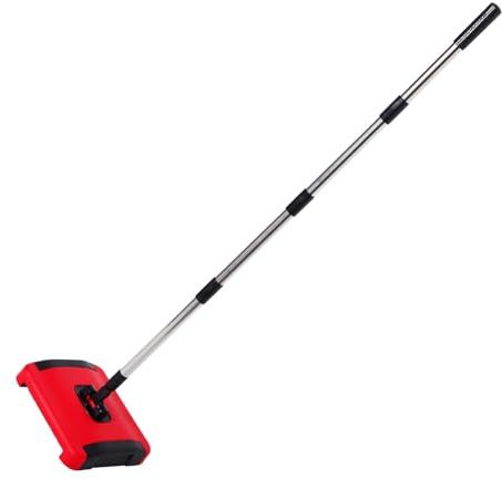 Gatuida Hand Push Carpet Cleaner and Dust Sweeper for Home and Office, Manual Floor Sweeper with Red Handle, Small Rubbish Vacuum Broom for Carpets and Hard Floors