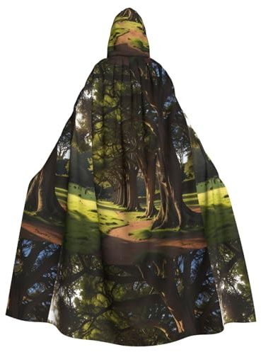 WHJSHOP The Antiquity of Yew Printing Halloween Adult Hooded Cape Large Hooded Cloak with Bow Tie, No Zipper