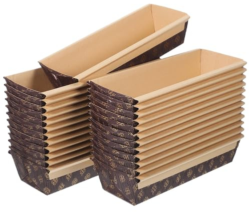 DECOMELODY 50 Pièces Lot de Moules à Rectangulaires Papier Kraft Résistants Four Micro-ondes Congélateur Moules Jetables pour Cakes Pains Épices et Pâtisseries Maison et Professionnelles