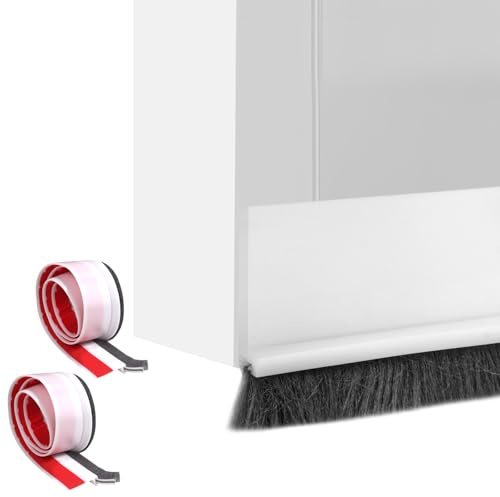 2 Pièces Joint Porte, Isolation Phonique Porte Autocollant, Brosse Joint Autocollant, pour Protection ContreInsectes, Froid, Poussière (Blanc)