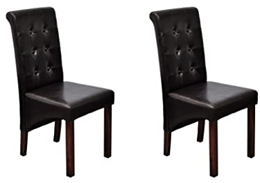 Vorpalize Esszimmerstühle 2 STK Braun Kunstleder Stühle Esszimmer ergonomisch mit Massivholzbeinen bequem pflegeleicht für Esszimmermöbel und Küchensofa Sitzhöhe 46 cm