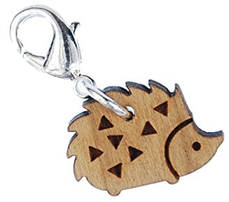 Miniblings Igel Garten Wildtier Charm Herbst Tier Holz gelasert versilbert | Kleiner Anhänger zum Kombinieren, aus Berlin, ein Stück mit Persönlichkeit