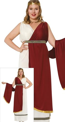 FIESTAS GUIRCA | Costume Romana Adulta (44-46/XL) - Cappa, Cintura e Tunica - Costumi Romani e Greci per Halloween, Carnevale e Feste in Maschera - Ideale per Adulte - Granata e Beige