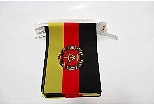AZ FLAG Festone Germania Est 6 m 20 bandiere Poliestere Leggero 21x15 cm | Uso interno ed esterno ghirlanda di bandiere della Repubblica Democratica Tedesca Deutsche Demokratische Republik