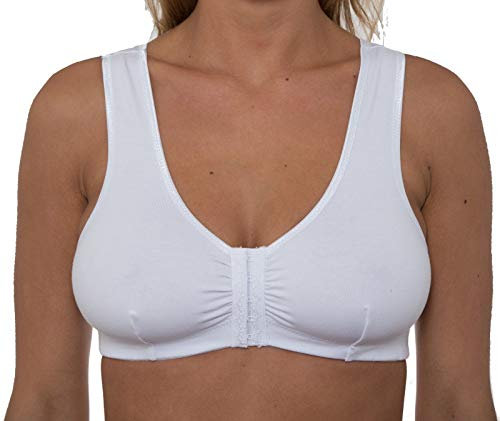 Orchid Womens Stretch Soft Cotton Non Wired Front Fastening Comfortable Bra (38, White)