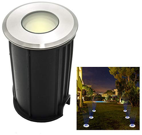 Planetitaly Faretto calpestabile 12V led 1W incasso terra esterno bassa tensione IP68 illuminazione bordo piscina percorso viale sentiero terrazzo patio esterno bassa tensione 12 Volt