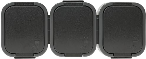 IP54 Aufputz Steckdose Schuko 1,2,3-fach Ein/Ausschalter Serienschalter Wechselschalter Taster Feuchtraum Grau-Schwarz (Steckdose Schuko 3-fach)