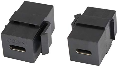 AAOTOKK 3.1 USB C Keystone Jack Adattatore per Chiave di Volta Tipo-C USB 3.1 Femmina a Femmina Inserto Keystone Adattatore per Accoppiatore per Pannello di Uscita Piastra a Muro(Nero/2 Pezzi)