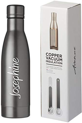 Schmalz® Isolierflasche VASA 500 ml vakuumisolierte Trinkflasche aus Kupfer Edelstahl mit Kupferisolierung auslaufsicher BPA-Frei (titan, mit Gravur)