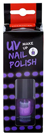 Goodmark 02080275 - Esmalte de uñas UV lila, 1 pieza, 7 ml en botella de cristal, violeta, brilla en la luz ultravioleta, brillante, uñas artificiales, carnaval, disfraz, teatro, escenario, Halloween