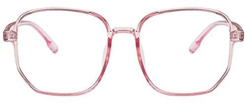 KOOSUFA Mode Groß Anti Blaulicht Brille Ohne Sehstärke Damen Herren Retro Quadratischer Blaulichtfilter Brille Brillengestelle Computer Gaming Anti Müdigkeit Brillen mit Etui (Durchsichtig Rosa)
