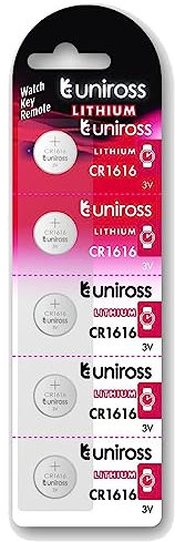 Uniross Pack de 5 Piles Lithium CR1616, 3V