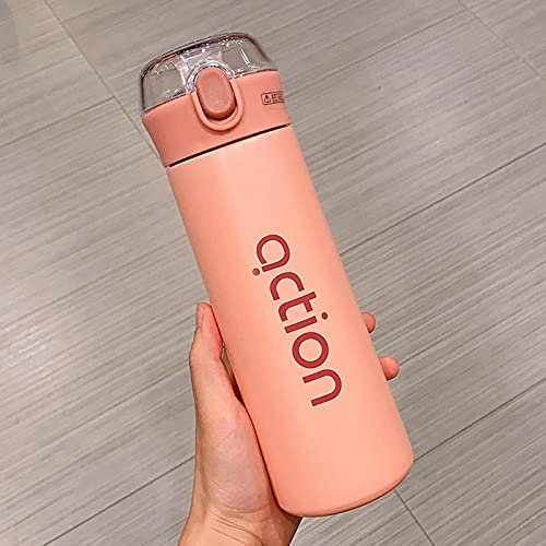 MLLM sans BPA Mug Isotherme de Voyage,avec Une Ventouse à Haute Pigmentation;Tasse à Eau Portable imprimé étudiant-Rose 500ml, Isotherme INOX Double Thermos