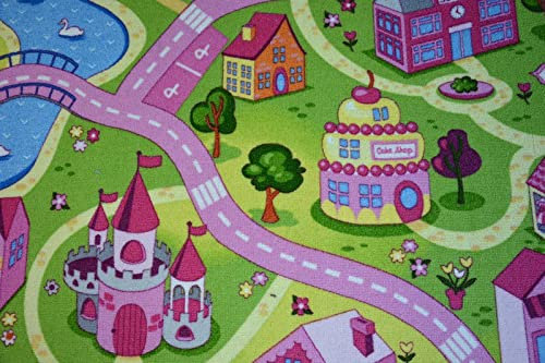 rugsx Teppich Sweet Town Kinderteppich für Babyzimmer, Kinderzimmer, rosa 100x200 cm