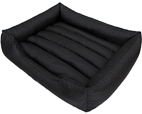 PillowPrim Hundebett Haustierbett Liegen Hundekissen Kissen Bett Hundeliege Hundematratze Sofa Tierbett Hundesofa Matratze, Schwarz, XXL - 110x90 cm