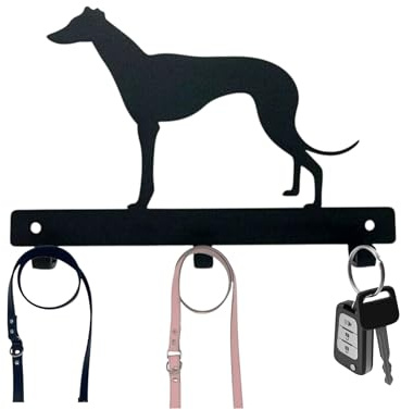 Greyhound Dog Lead Hanger | Whippet Metal Wall Hook | Powder Coated Finish | Fixings Included | Dog Leash Holder | Gift for Dog Lovers |
