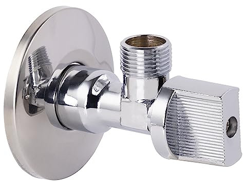 Robinet d'arrêt équerre quart de tour mâle 15x21 - mâle 12x17 + rosace NOYON & THIEBAULT