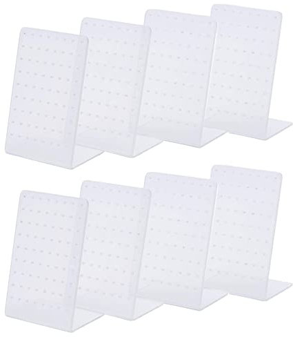 Wanfoou 8 Piezas Soporte De Exhibición De Aretes,72 Agujeros Soporte para Pendientes en Forma de L exhibiciones de joyería Soportes de Marketing de acrílico para Organizar y Almacenar los Pendientes