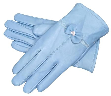 Ealafee 2019 Damen Lederhandschuhe Winter Warm Echtes Lammfell Gefüttert Fahrhandschuhe (#0-Blau), #0 - Hellblau, Einheitsgröße