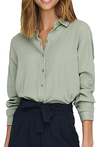 JDY Damen Musselin-Bluse JDYTheis Langarm 15271018 Desert Sage XL