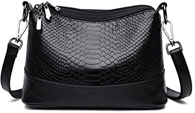 KUNKUN Schwarze Handtasche Für Damen Umhängetasche Moderne Schultertasche Klein Handtasche Damen Leder Crossbody Tasche Mit 2 Schultergurten