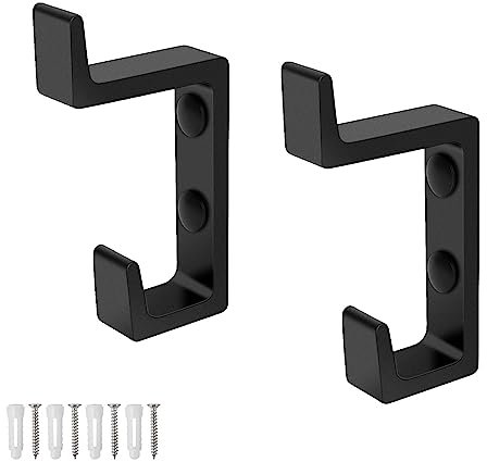 GEBAUM 2 Stück 82mm Wandhaken, Doppelhaken Kleiderhaken, Weltraum Aluminium Haken, Schwarz Mattes Handtuchhaken Wandhalterung für Badezimmer, Küche, Flur