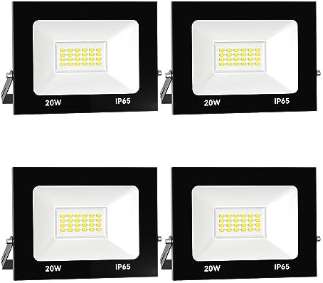Royana 4x 20W LED Foco Exterior, 2000LM Proyector Foco LED, 6000K Blanco frío Floodlight Led Foco Proyector,IP66 Impermeable Iluminación de Seguridad, para Jardín, Patio Pared,Patio, Camino
