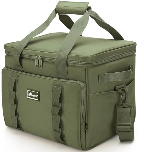Upeelife Kühltasche 24L, Gross Lunchtasche Faltbar Thermotasche, Wasserdicht Picknicktasche Isoliertasche Cooler Bag mit Schultergurt für Picknick BBQs Einkauf Strand Camping (Grün)