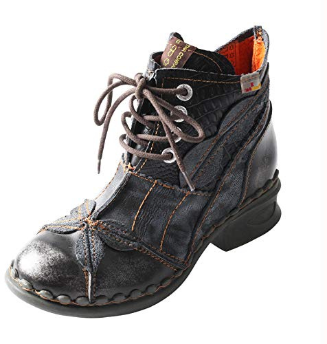 TMA EYES Zapatos de mujer de cuero hechos a mano, botines de mujer con cordones