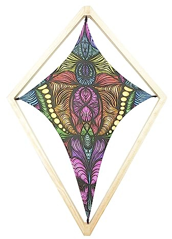 PSYWORK Schwarzlicht Segel Spandex | Drache Framed Magnetic Field Neon | 60 x 86cm | UV-aktiv | fluoreszierend | Wandtuch Wandbehang Stoff Neon Deko Party Tuch Tapestry Poster Psy Goa