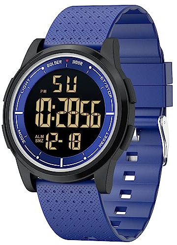Affute Reloj Hombre y Mujere Minimalista Deporte 5ATM Natación Digital Reloj de Pulsera a Prueba de Agua, Ultra Delgado de Gran Angular de Pantalla de Caucho Correa de Reloj de Pulsera