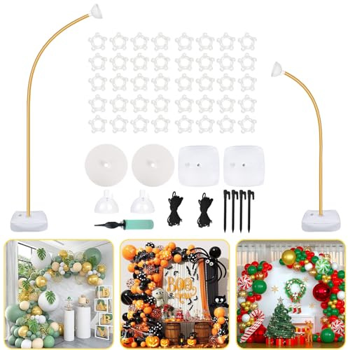 AerWo Balloon Arch Kit 9.35FT & 6FT, Free Bending Half Balloon Arch Stand with Base, Floor Gold Balloon Arch Frame Backdrop for Wedding Birthday Party Baby Shower Yard Lawn Home Christmas Decorations