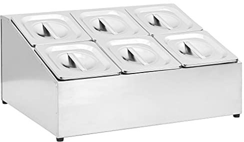 Homgoday Soporte de Bandejas Gastronorm Doble Fila - Acero Inoxidable, 6 Contenedores GN 1/6, Apto Lavavajillas