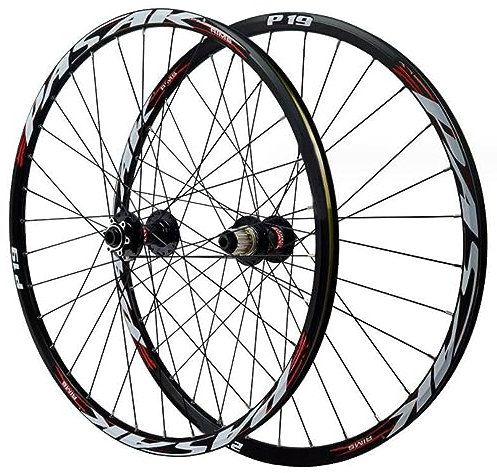 ZECHAO Laufradsatz 26/27,5/29 Zoll Mountainbike MTB Räder,Doppelwandige Scheibenbremsfelgen 32H Nabe Steckachse Vorne 15 * 100mm Hinten 12 * 142mm Wheelset (Color : Red, Size : 27.5inch)