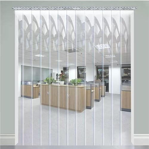 HSOQN Plastic Vinyl Strip Curtain Transparent Waterproof Vertical Blinds Slat PVC Slat Curtain for Shop, Factory, Malls (Color : Clear, Size : 120x400cm)