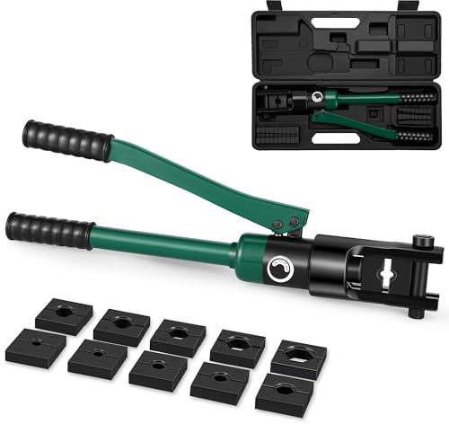 Dechengbao Hydraulische Kabelschuh-Crimpzange 16–240 mm², Werkzeugsatz für elektrische Kabelschuhe mit 8 Matrizen (16–240 mm² Crimpzange)
