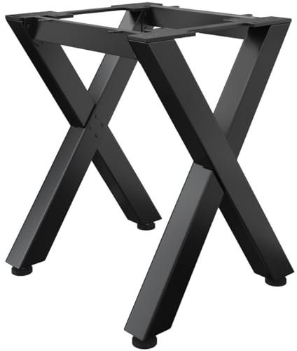 GGMMÖBEL Juana | Tischbeine Metall Schwarz | 2 Stück X Form Tischkufen mit 2 x Verbinder | L: B: H: 75 x 70 x 105cm | Möbelkufen für Stehtisch, Bartisch