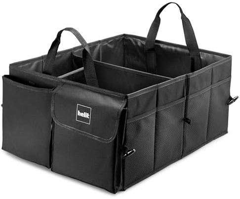 Helit H6140095 - Kofferraum Organizer the car organizer schwarz | Faltbare Kofferraumtasche Auto, rutschfest mit Klettverschluss